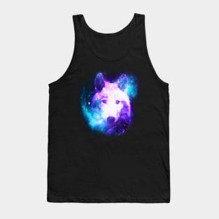 Dramabite Wolf Galaxy Surreal Wild Lone Wolves Double Exposure Stars Tank Top